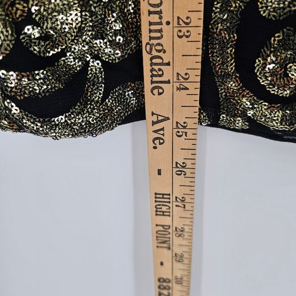 Cato Black Gold Sequin Knee Length Pencil Skirt 14/16W Glam Old Money Opulent - Picture 5 of 8